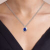 Open Bezel Wave Solitaire Pendant Necklace