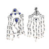 Handcrafted Lapis Pearl Earrings in 925 Silver – Ethnic Beaded Jhumkas by Meadows