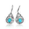 925 Silver Filigree Drop Earrings with Turquoise – Gift for Women & Girls