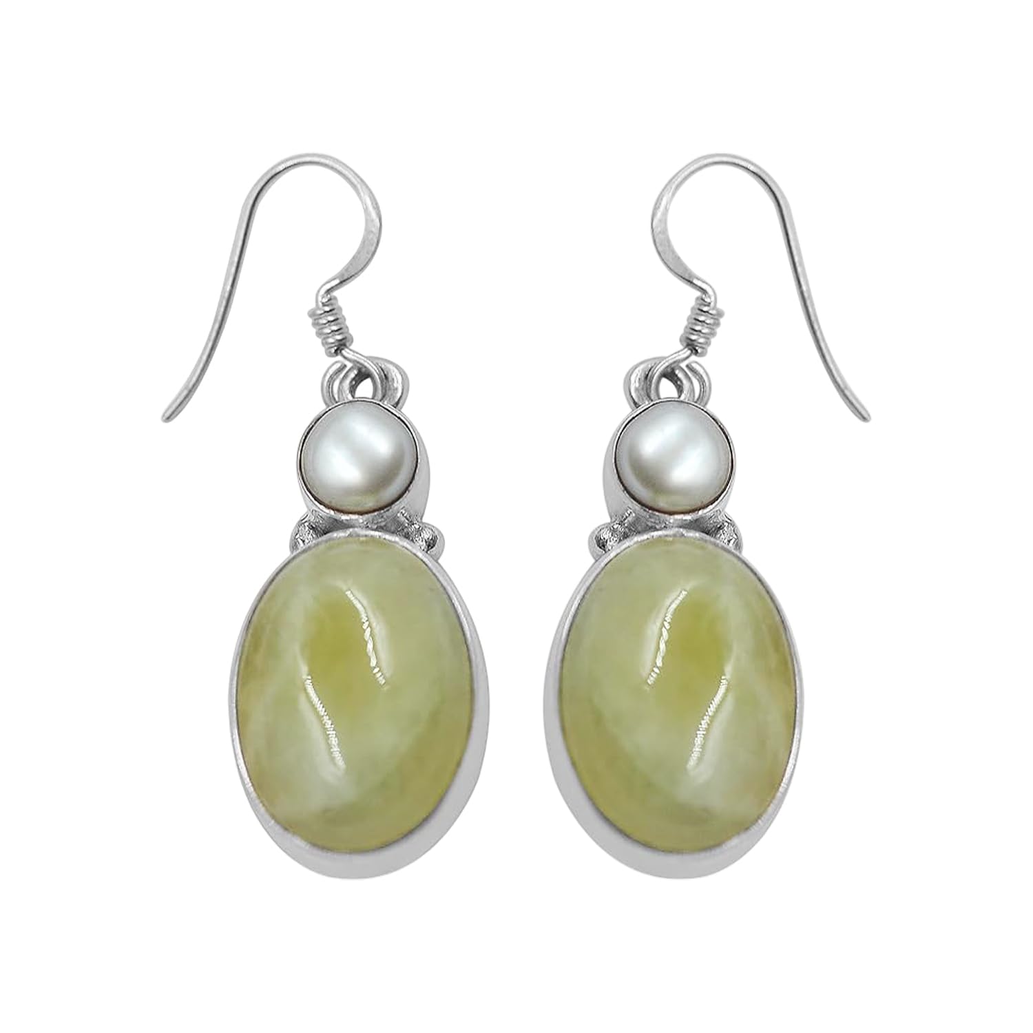 Prehnite & Pearl Earring