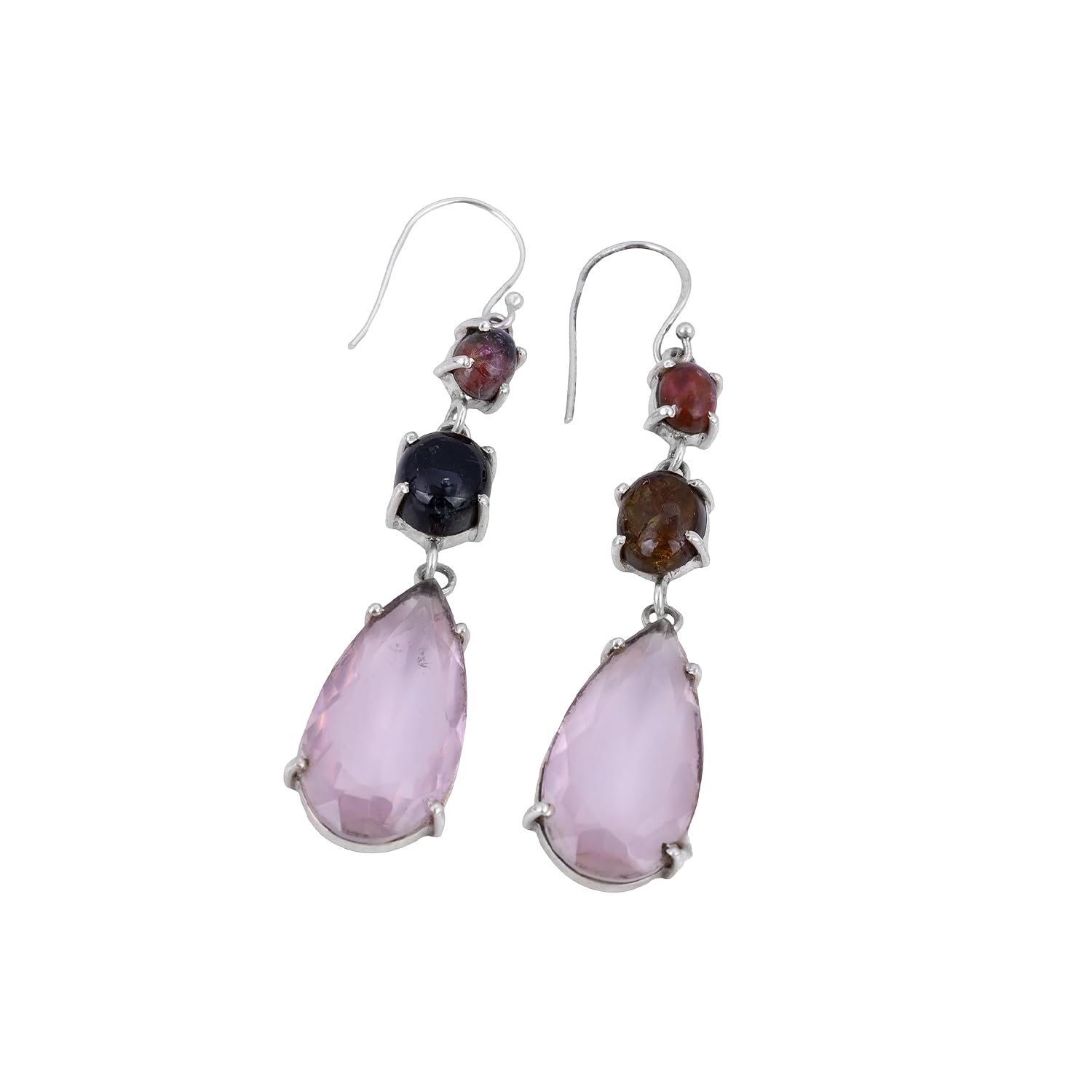 Rose Quartz & Tourmaline Earring