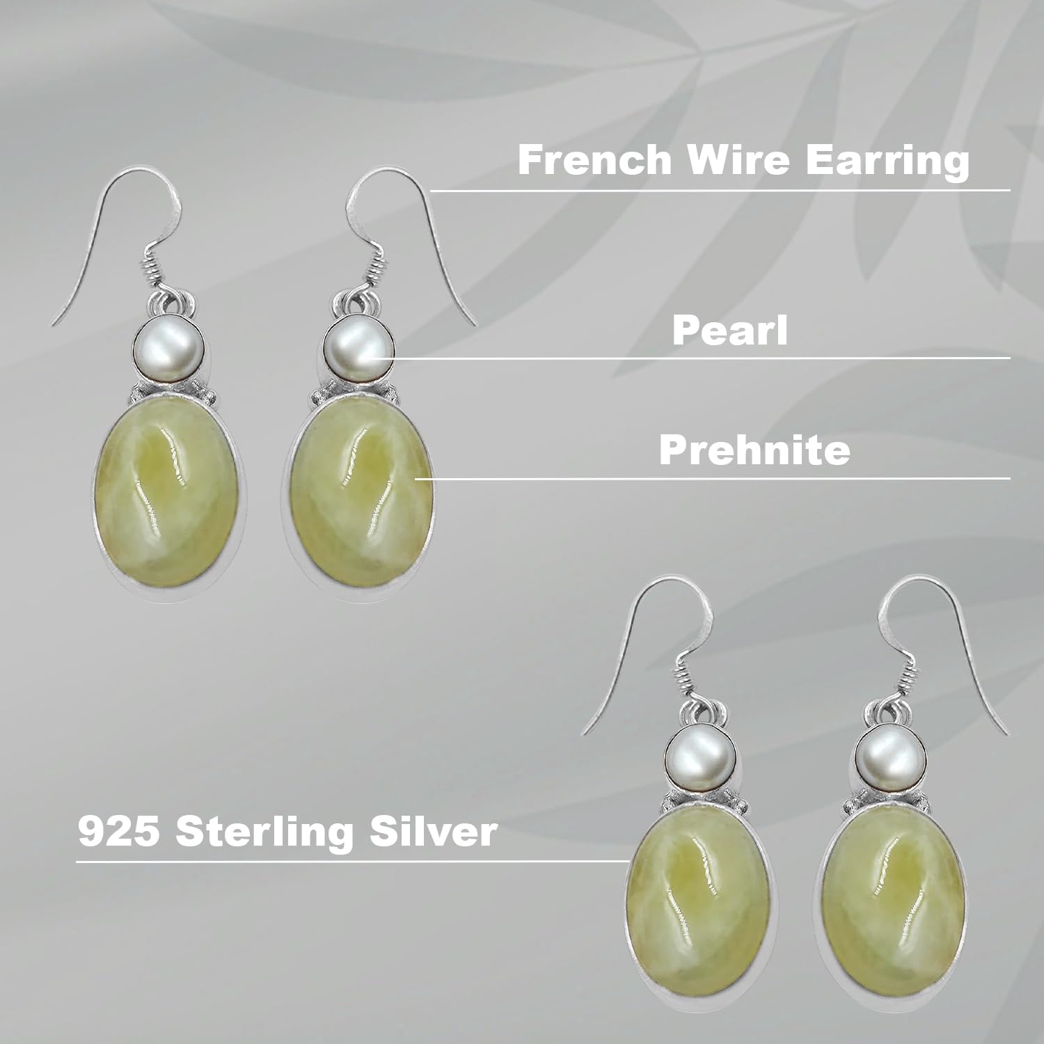 Prehnite & Pearl Earring