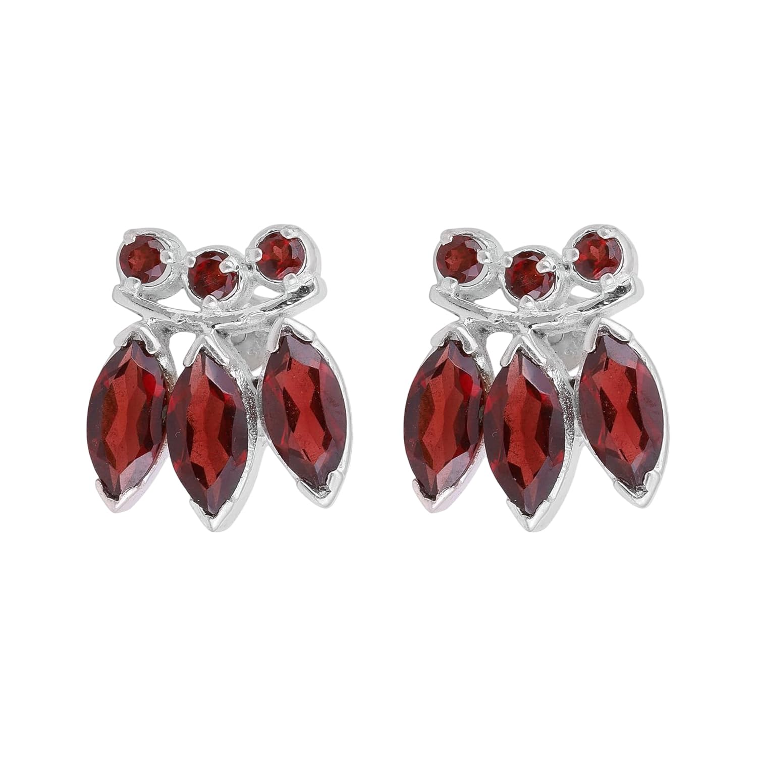 Red Garnet Stud Earring