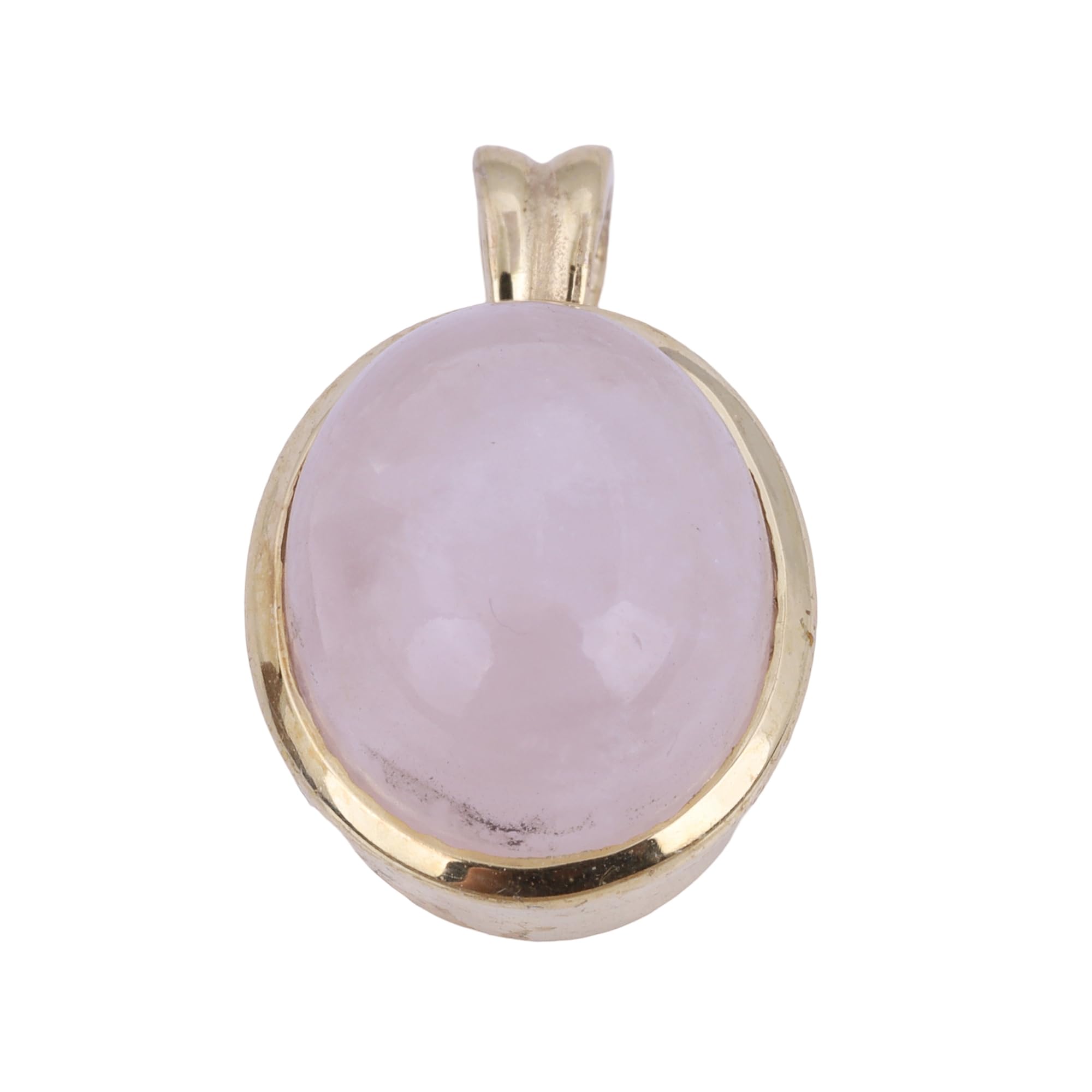 Natural Rose Quartz Pendant For Women Yellow Gold Brass Pendant Fashion Jewelry