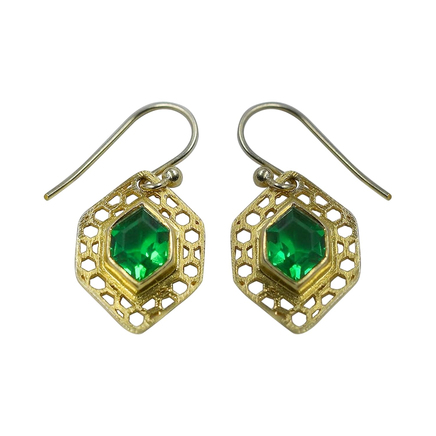 Green Glass Dangle Earrings