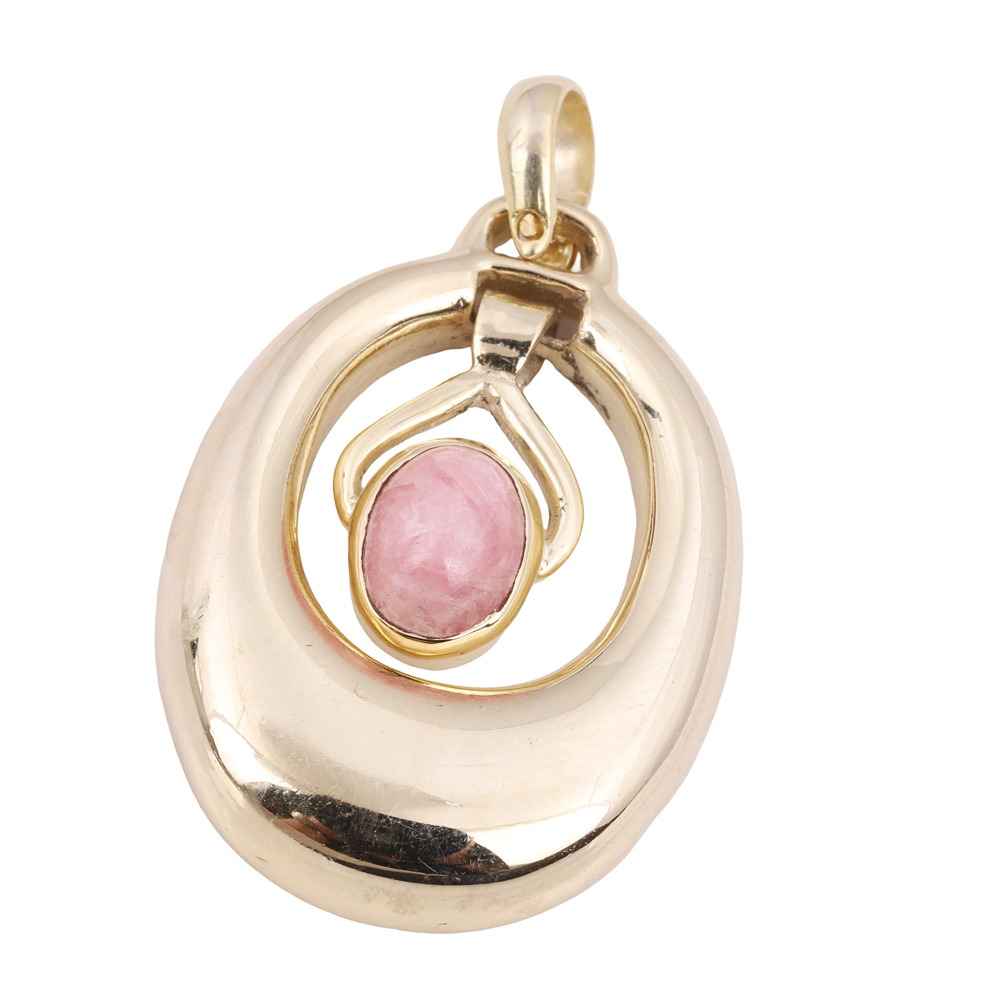 Rhodochrosite Pendant For Women Yellow Gold Brass Pendant Fashion Jewelry
