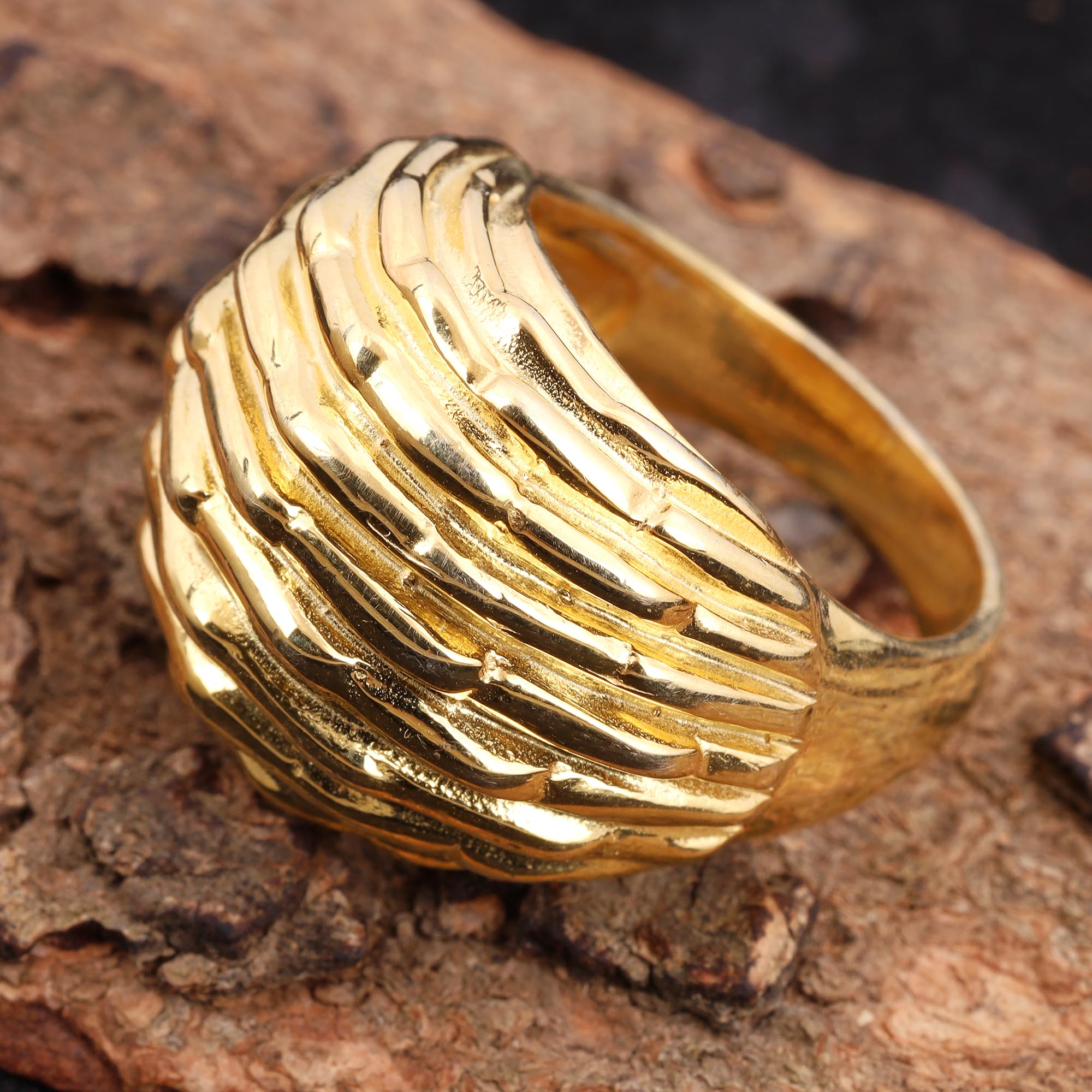 Texture Gold Brass Ring