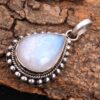 Blue Firey Pear Rainbow Moonstone Pendant, 925 Sterling Silver Pendant Jewellery