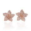 Radiant Bloom Rose Gold Floral CZ Stud Earrings