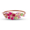 Floral Elegance Ruby, Jade & Amethyst CZ Studded Designer Bangle in Rose Gold Finish